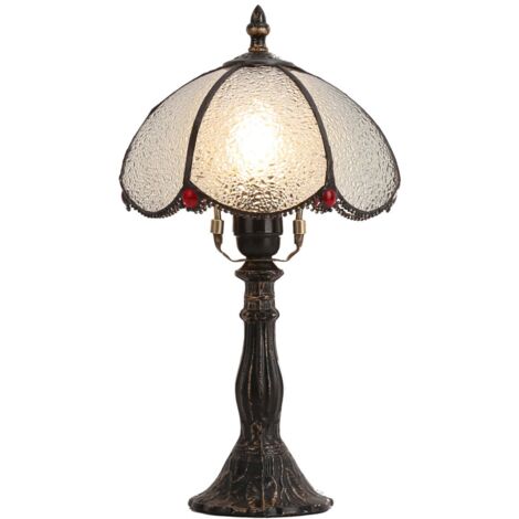 Barcelona Led – Lampe à poser Tiffany 20cm – Abat-jour en verre givré – Culot E27 – Utilisation intérieure IP20 – Câble 1,4m avec interrupteur