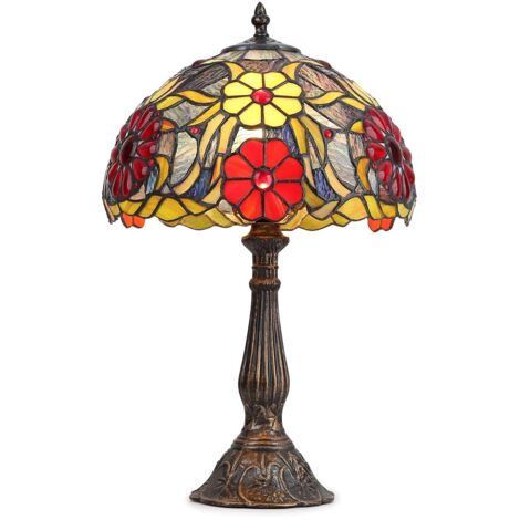 Barcelona Led – Lampe à poser Tiffany Ø 30cm – Abat-jour en verre décoratif – Culot E27 – Utilisation intérieure IP20 – Puissance max 40W