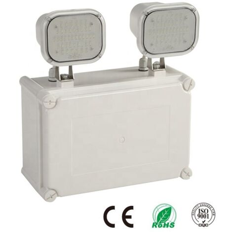 Barcelona Led – Lampe de secours LED industrielle 2x6W – IP65 étanche pour environnements humides – Double spot orientable – 600 lumens