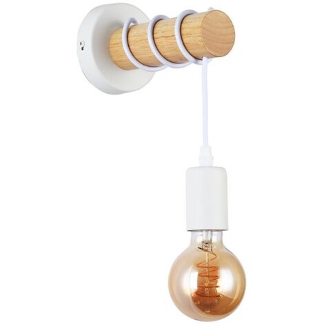 Barcelona Led – Lampe murale rustique en bois – Applique vintage blanche – Dimensions 175xØ100x185mm – Indice de protection IP20 – Pour intérieur uniquement