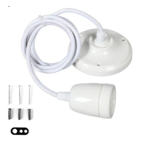 Barcelona Led – Lampe suspendue en céramique E27 – 10,5 cm diamètre – Câble textile 100 cm – Fixation sécurisée au plafond – 5 couleurs disponibles