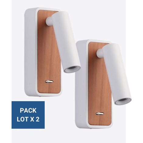 Barcelona Led – Lot de 2 appliques murales LED orientables 3W – Aluminium blanc chaud 2700K – Spot réglable pour lecture – Installation rapide