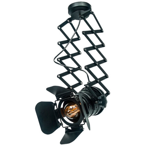 Barcelona Led – Plafonnier extensible orientable E27 noir – Aluminium – 4 abattants – 40W max – IP20 pour intérieur – 320x270mm