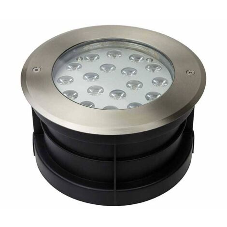 Barcelona Led – Spot encastrable extérieur au sol 18W 12V-DC IP67 – Blanc chaud – Angle d'éclairage 30º – Pour béton armé et sols techniques