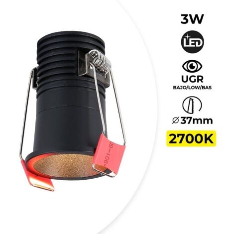 Barcelona Led – Spot LED encastrable noir 3W – Température de couleur 2700K – Faible UGR 18 – Aluminium anticorrosion – Angle d'orientation 90°