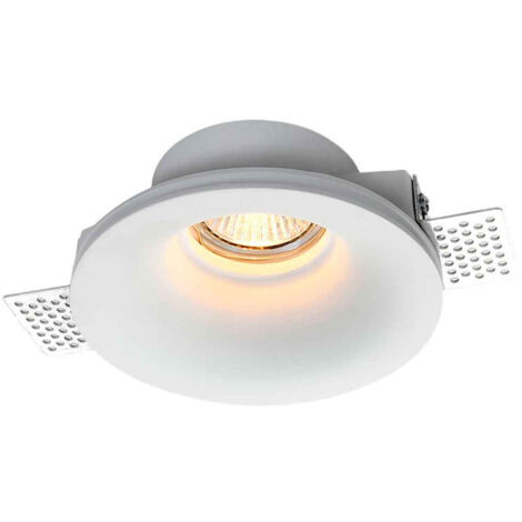 Barcelona Led – Support encastrable spot GU10 en plâtre Ø133mm – Douille GU10 – Puissance 35W – Tension 220-240V – Installation au ras du plafond