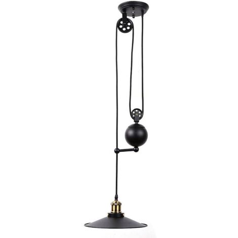 Barcelona Led – Suspension Clock Work – Lampe industrielle rétro avec système de poulie – Culot E27 – Hauteur réglable 228x557mm – Compatible ampoules vintage
