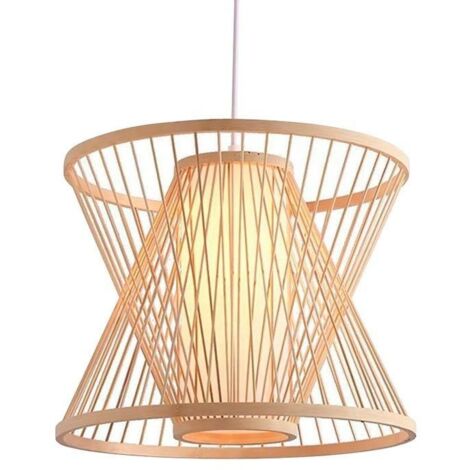 Barcelona Led – Suspension en bambou 300mm – Hauteur réglable jusqu'à 1,3m – Écologique et biodégradable – Compatible ampoule E27 60W