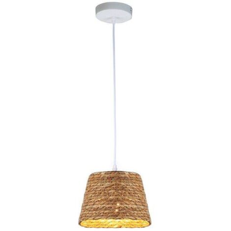 Barcelona Led – Suspension en chanvre Mush E27 – Blanc – Ø 230 mm – Câble noir réglable 1,1 m – IP20 pour intérieur – 40 W max