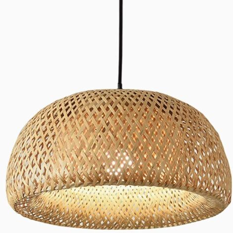 Barcelona Led – Suspension en osier Hanna – Noir boho chic – Ø 450mm – Hauteur réglable jusqu'à 1,3m – Compatible ampoules E27 60W