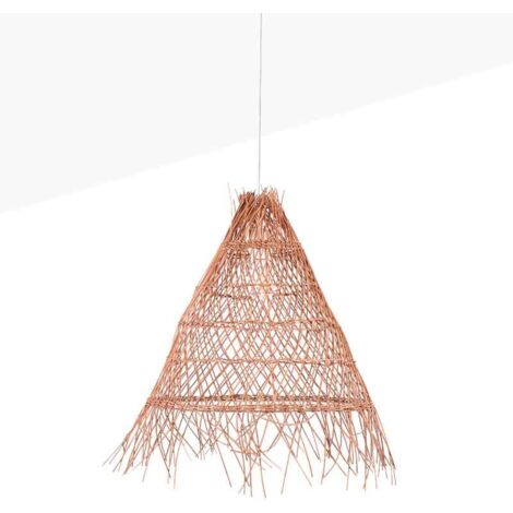 Barcelona Led – Suspension en osier évasée 600mm – Blanc boho chic – Fabrication artisanale – Pour ambiance chaleureuse en intérieur
