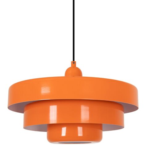 Barcelona Led – Suspension MACARRON E27 orange – Abat-jour métallique 3 niveaux – Hauteur réglable – Pour salons et restaurants