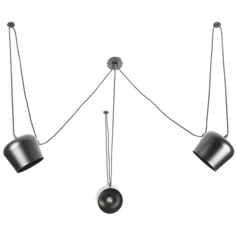 Barcelona Led – Suspension moderne 3 lampes E27 en aluminium gris – Abat-jours pivotants Ø180mm – Tension 220-240V – Pour intérieur IP20