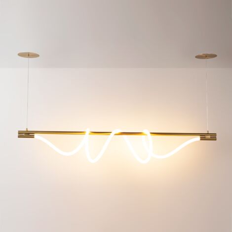 Barcelona Led – Suspension néon enroulé 'Corda' 360º – 45W blanc chaud 3000K – Finition dorée – Pour grands espaces intérieurs