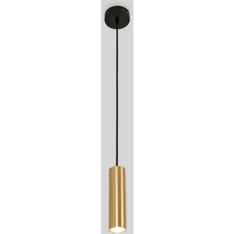 Barcelona Led – Suspension tube minimaliste GU10 – Aluminium laiton – Tension 220-240V AC – Ø55 x 1200 mm – Câble réglable en hauteur