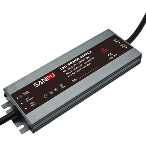 Barcelona Led – Transformateur étanche 120W 24V DC – Protection IP67 – Pour bandes LED – Plage de tension 100-240V – Ampérage 5A