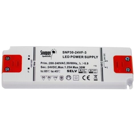 Barcelona Led – Transformateur pour luminaire 30W 24V – Ultra fin IP20 – Alimentation compacte pour installations LED – Courant 1.25A
