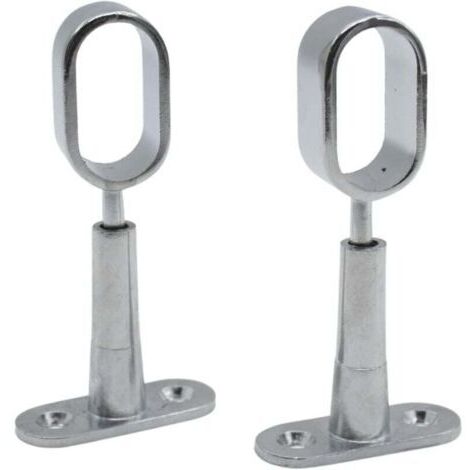 Barcelona Support Tringle Penderie 2 Support pour Barre Penderie Ovale Hauteur 41 à 105mm Zinc-Aluminium Support Central de Tube pour Armoire Penderie Vetement, Tringle Rideau Plafon