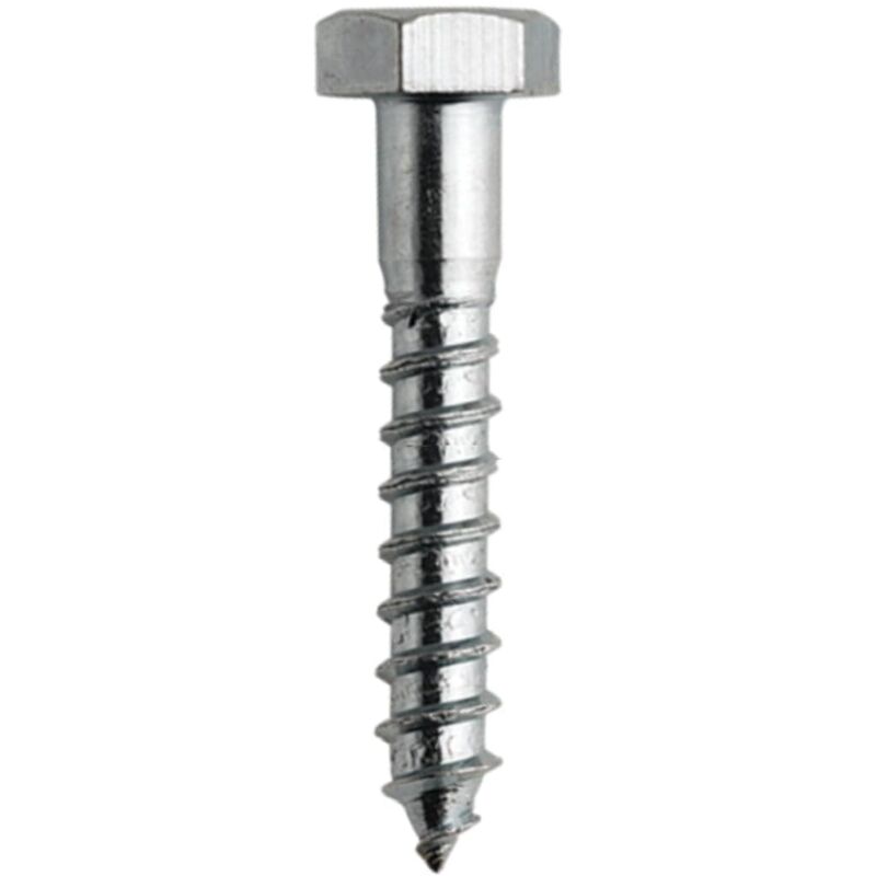 Barcelona Vis Tirefond Lot de 50 Vis a Bois M8x50mm Vis Acier Zinguée à Tête Hexagonale Vis Bois pour Visserie Bois, Support Poteau Bois, Cheville