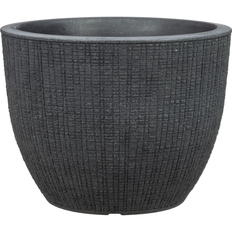 Barceo 47, bac à plantes/pot à fleurs/jardinière, cylindrique, coloris: Stony Black, fabriqué avec du plastique recyclé, pour l'extérieur - Scheurich