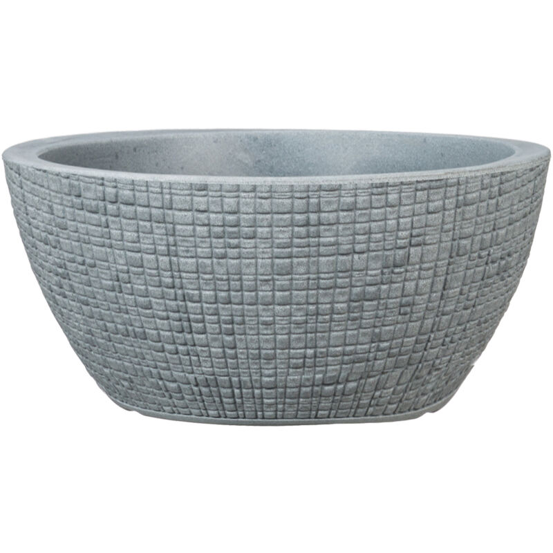 Barceo Bowl 40, pot à fleurs/bac à fleurs, cylindrique, coloris: Stony Grey, fabriqué avec du plastique recyclé, pour l'extérieur - Scheurich