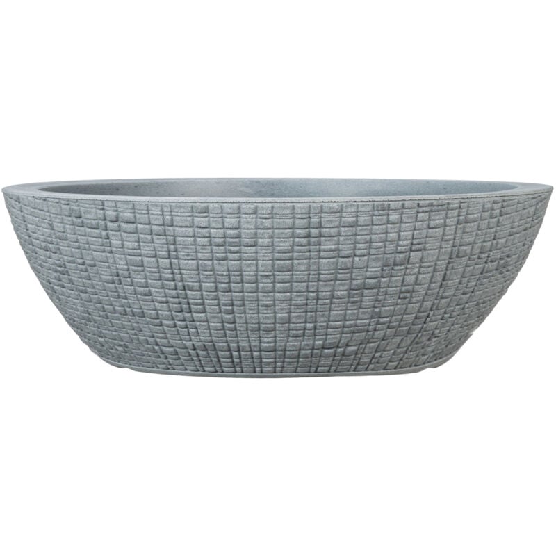 Barceo Jardiniere 60, pot à fleurs/bac à fleurs, ovale, coloris: Stony Grey, fabriqué avec du plastique recyclé, pour l'extérieur - Scheurich
