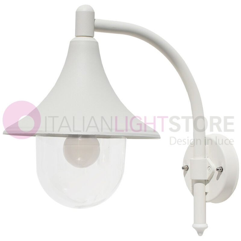 Image of BARCHESSA Lanterna Applique BIANCA a Parete in Alluminio Lampada per Esterno Classica OFFERTA FINE SERIE