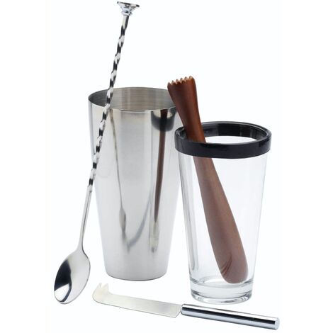 Kit Barman, Set da 20 Pezzi con Shaker 750Ml/600Ml.Con Accessori,Spazzola  Pulita