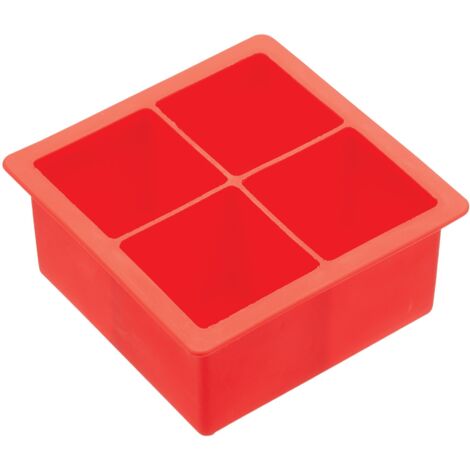 BarCraft - Secchiello per ghiaccio in silicone grande, rosso, 11 x 11 x 4,5 cm