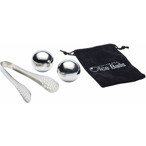 BarCraft - Set per il ghiaccio riutilizzabile in acciaio inox de, confezione con 2 cubetti di ghiaccio riutilizzabili de con pinze e borsa per la conservazione de
