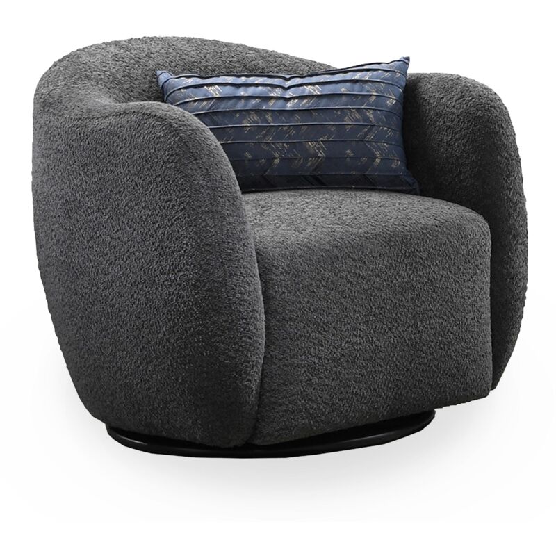 BARCY - Fauteuil cabriolet pivotant effet peau de mouton gris foncé