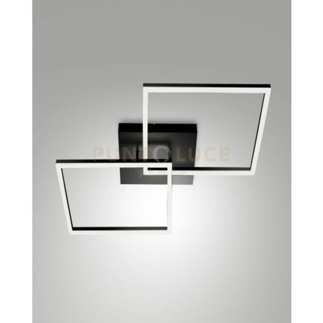 BARD PLAFONIERA NERA L.65X65CM 2 LUCI A LED 3000K - 52W - 5180 lm DIMMERABILE C/ACC.