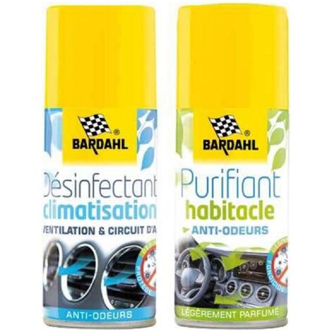 Bardahl – Kit nettoyant climatisation 2en1 – Purifiant habitacle avec flexible – Spray diffuseur automatique – 250ml