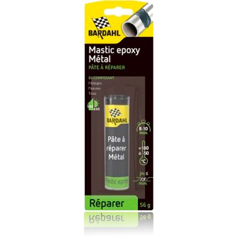 Bardahl – Mastic epoxy métal 56g – Colmatage fissures et trous – Résistant comme métal – Pour chantiers humides et espaces confinés