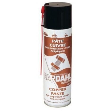 Bardahl – Pâte cuivre aérosol 400ml – Conductivité électrique accrue – Protection contre corrosion jusqu'à +1100°C – Application sur contacts électriques