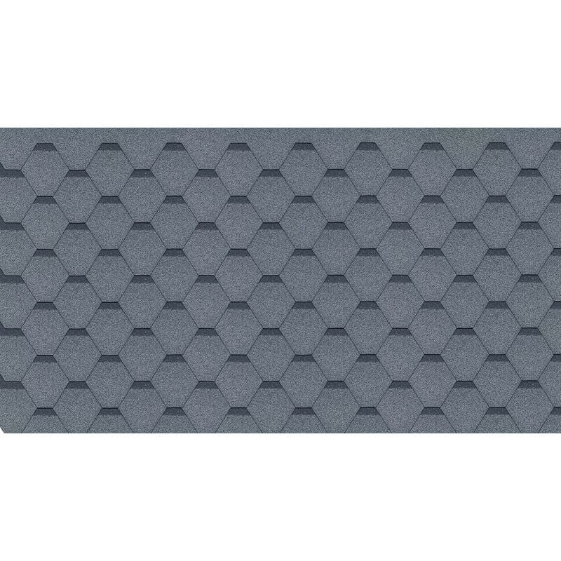 Timbela - Bardeaux bitumineux Hexagonal Rock, couleur gris - bitume toiture 3 m2 h-grey