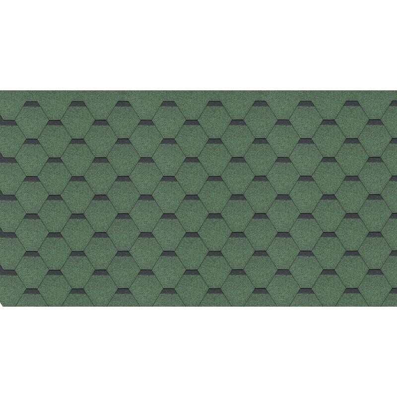 Bardeaux bitumineux Hexagonal Rock, couleur vert - bitume toiture 3 m2 Timbela h-green