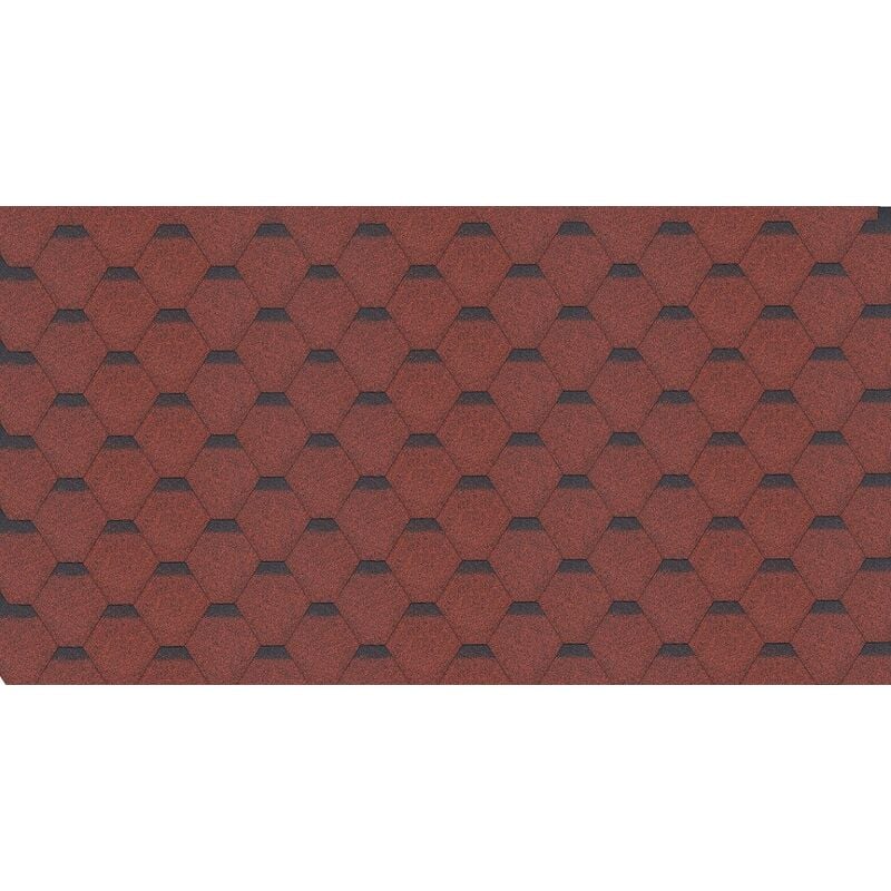 Bardeaux bitumineux Hexagonal Rock, couleur rouge - bitume toiture 3 m2 Timbela h-red