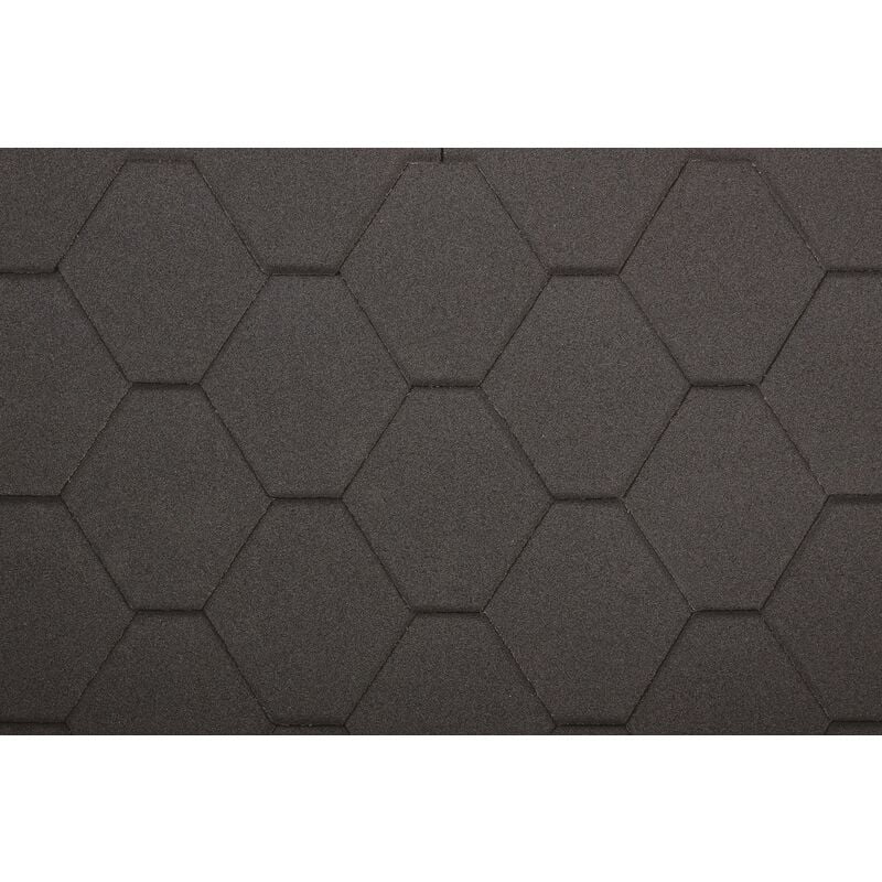 Bardeaux bitumineux Hexagonal Rock, couleur noir - bitume toiture 3 m2 Timbela h-black