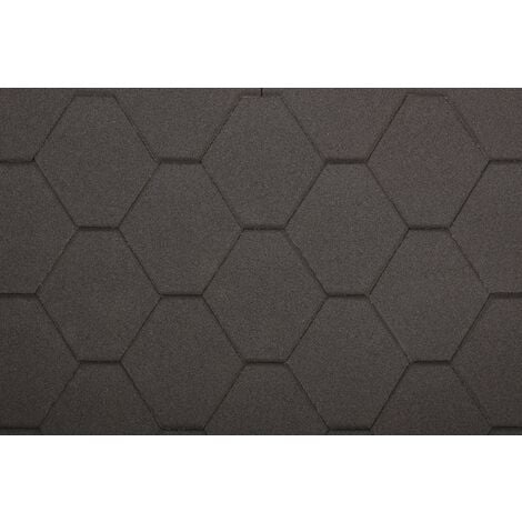 Bardeaux bitumineux Hexagonal Rock, couleur noir - bitume toiture 3 m2 - Timbela H-BLACK
