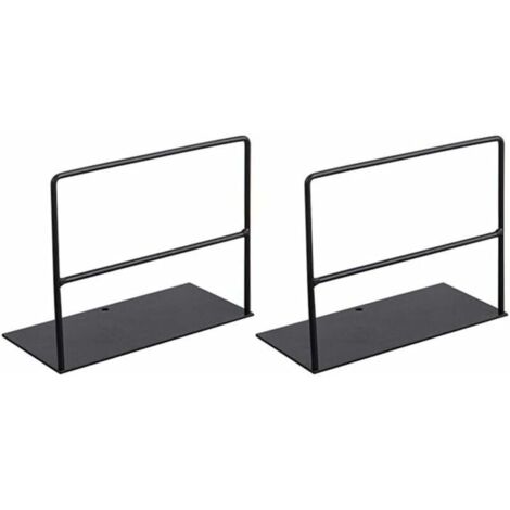 Bardusch-1 Paire de Serre Livres en Fer forgé Support de Livre Simple Bureau Support de Magazine Noir