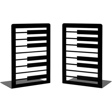 Bardusch-1 paire serre-livres métal touches piano noires, mélodie musicale, décoratifs pour enfants, musique, école