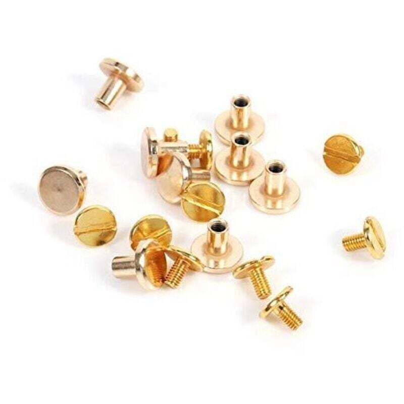 Bardusch-10 Ensembles 5/6.5 / 8mm en Laiton Massif Rivets à les en Cuir Artisanat Ceinture Plate vis en Laiton Solide Rivets tête de Goujon pour