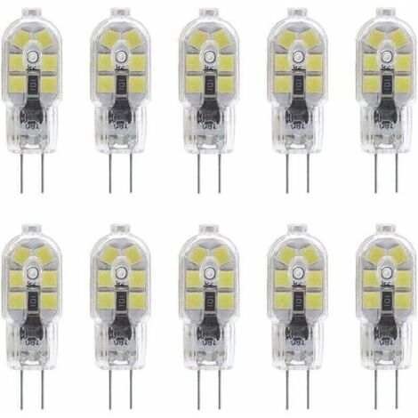Bardusch-10-Pack G4 2W LED Ampoule pour les Ampoules de Hotte, AC/DC 12V, 20W Ampoules Halogènes Équivalent, 200LM, Bi-Pin avec Couvercle en PVC Transparent, Blanc Froid 6000K, Non-dimmable