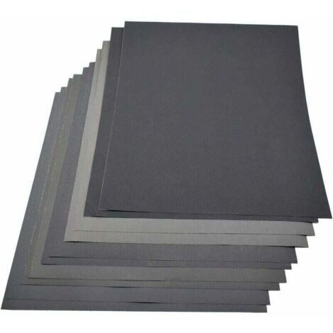 Bardusch-10 papiers de verre abrasifs 230x280 mm, grains mixtes 800/1000/1200/1500/2000, sec/humide