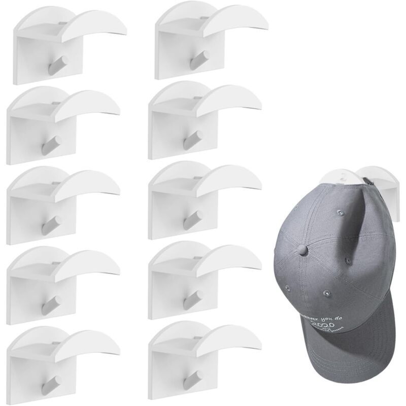 Bardusch-10 Pcs Porte Casquette,Support Casquette,Porte Casquette Mural,Range Casquette,Porte-Casquettes De Baseball Casque De Baseball Adhésif Sans