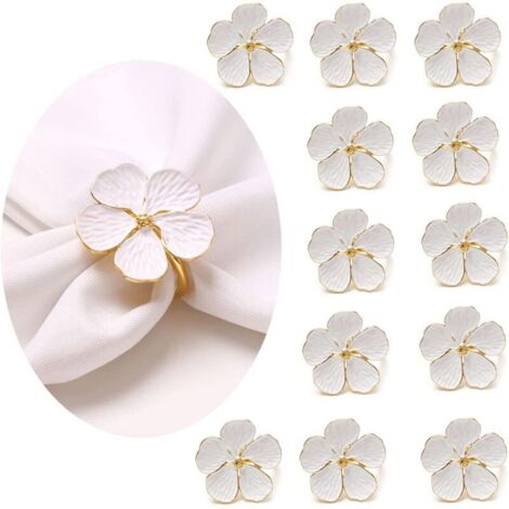 Bardusch-10 pcs ronds de serviette Noël fleur blanche, simples, pour Ramadan, mariage, anniversaire et fête