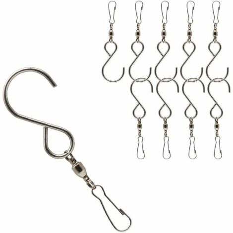 Bardusch-10 pièces Crochets Pivotants avec Clips, Crochets de Carillon à Vent en Acier Inoxydable pour Mangeoire pour Oiseaux, Lampe Suspendue, Panier à Fleurs Suspendu (Argent)