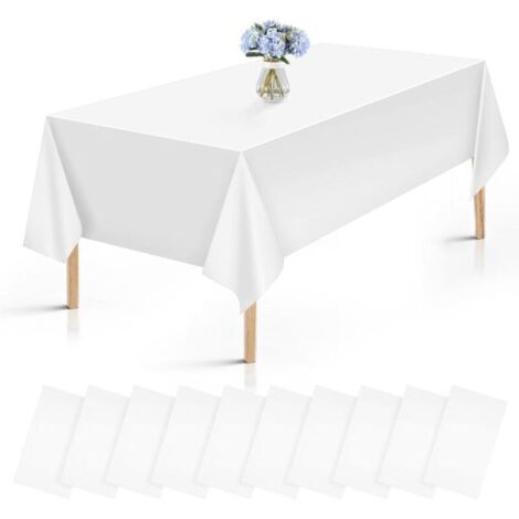Bardusch - 10 Pièces Nappes Blanche Jetables,Nappes Imperméables, Nappe Rectangulaire Décoration de Table pour Picnic, Exterieur, Mariage