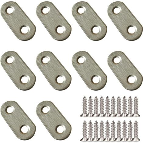 Bardusch 10 pièces patte d'assemblage 37 x 16 mm équerre Renfort en acier inoxydable Plaques de reparation à équerre patte de fixation, avec vis